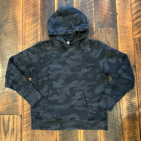 Lululemon Scuba Hoodie Oversized Camo Black Gray Heritage 365 , Size 10 - Picture 2 of 6